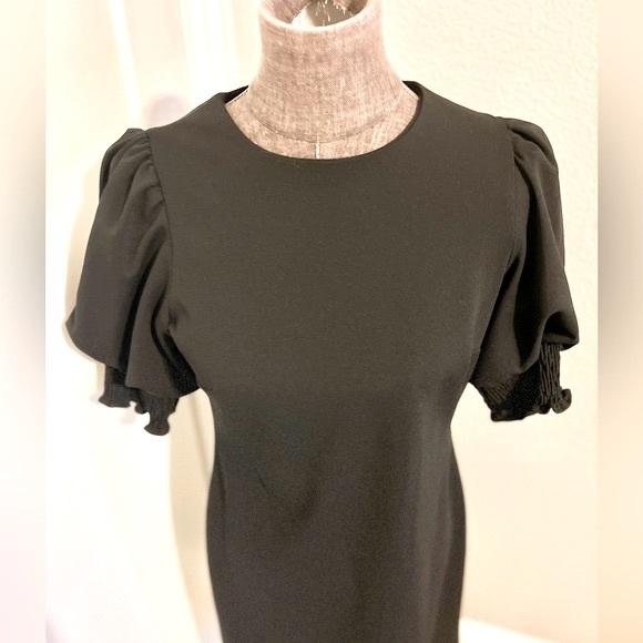 Calvin Klein Smocked Puff Sleeve Sheath Dress 6 - Picture 4 of 9